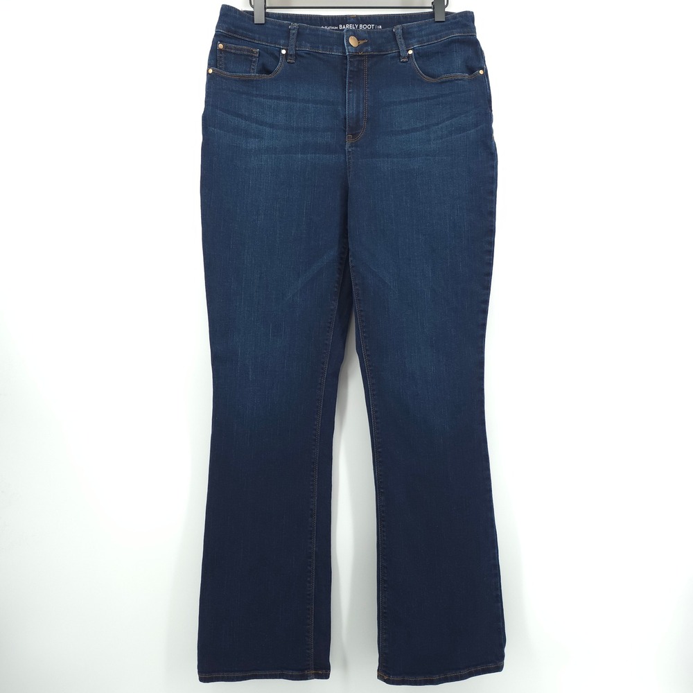 Chico's Platinum Barely Boot Women Jeans 1R (US 8R) Blue Dark Wash Stretch Denim